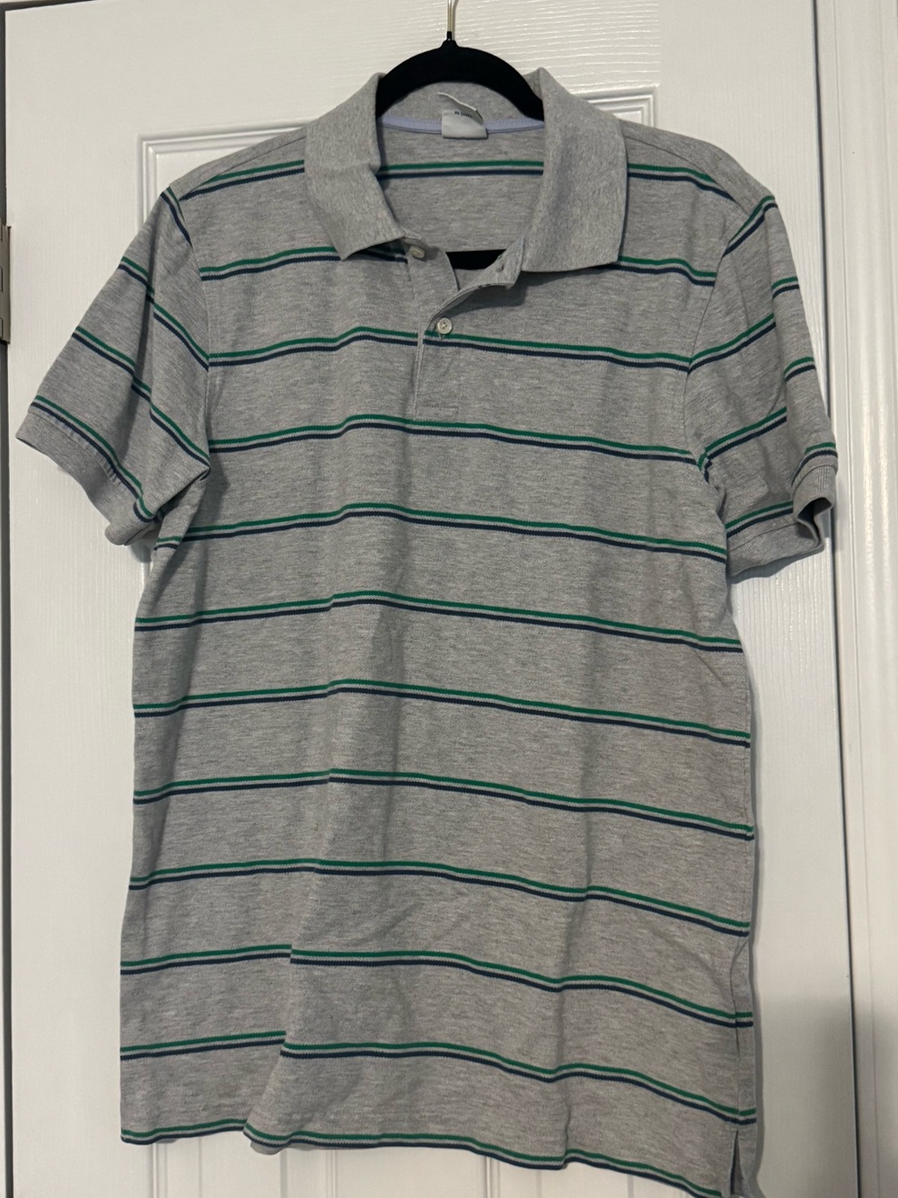 Brooks Brothers Gray Polo with Green and Navy Stripes